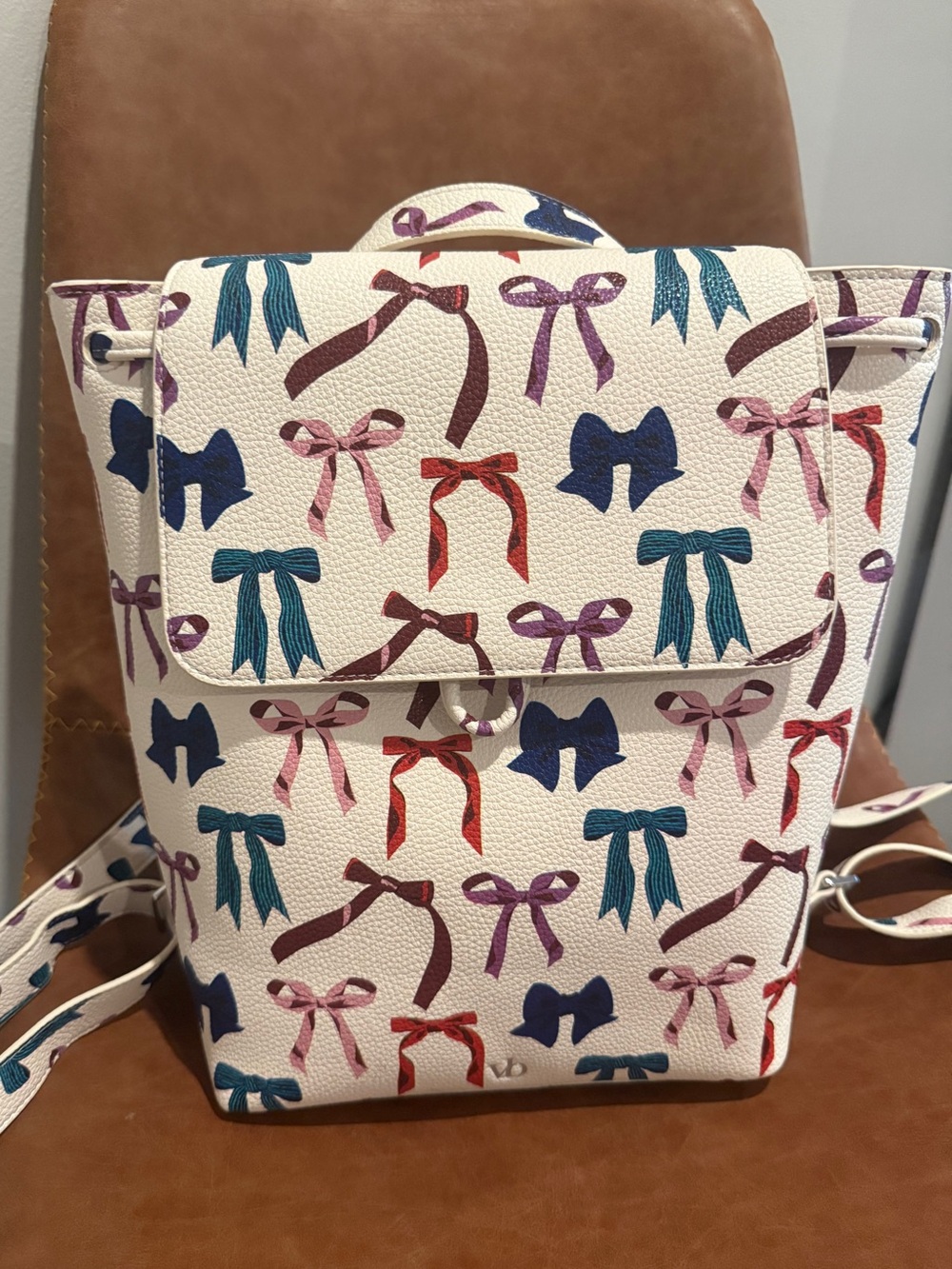 NWT Vera Bradley Rows of Bows Faux Leather Backpack